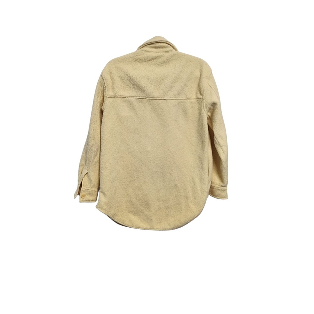 Joie Womens Sherpa Shirt Jacket Cream‎ S/P Button Front Flap Pockets Cozy
